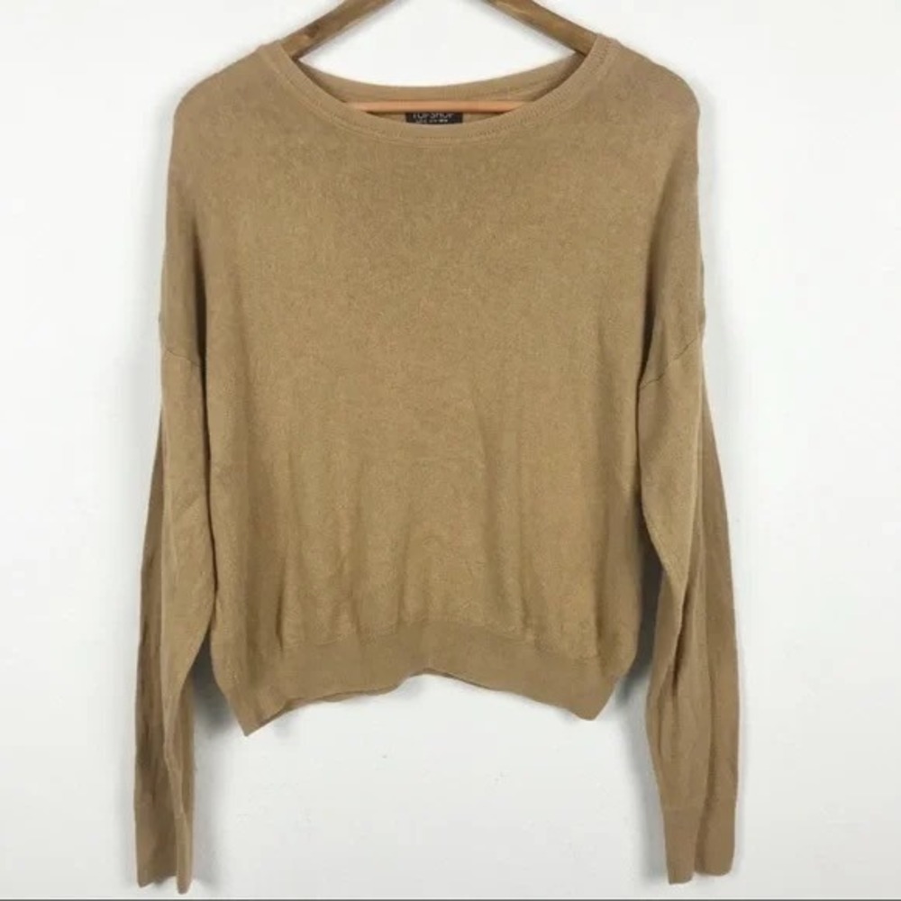 Topshop Tan Crewneck Pullover Sweater‎ Size 10 Camel Long Sleeve Knit Top